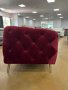 Бутиков Голям Пурпурно червен диван от плат Честърфийлд, снимка 3