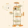 Драскалка за котки Beige 206 см – XXL катерушка с 2 къщички, хамак и площадки, снимка 4
