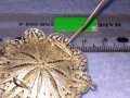 РАЗКОШНА СТАРИННА СРЕБЪРНА ФИЛИГРАННА ФЛОРАЛНА БРОШКА ФИНА МАЙСТОРСКА РЪЧНА ИЗРАБОТКА УНИКАТ 35809, снимка 16