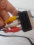 Аудио видео кабел Stereo Jack 3.5mm- 3xRCA 1 метър и преходник Scart, снимка 2