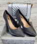 Дамски обувки със стабилен квадратен ток в сребрист цвят, снимка 1 - Дамски обувки на ток - 36536003