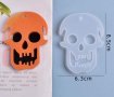 Череп глава скелет хелоуин Halloween плосък силиконов молд форма фондан шоколад гипс смола , снимка 1 - Форми - 38234291