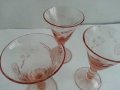 Антикварни чашки  за ракия цветно розово стъкло, снимка 5