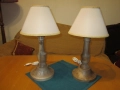 Комплект настолни /нощни/ лампи със стойки от натурален орех, снимка 1
