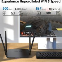 WAVLINK 1200Mbps WiFi 5 рутер, (867 Mbps/5 GHz + 300 Mbps/2,4 GHz), снимка 3 - Рутери - 42170370