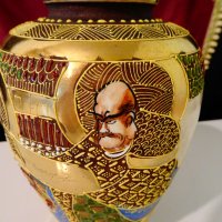 Satsuma Kinkozan Tsukuru,ваза японски порцелан. , снимка 6 - Вази - 33984435