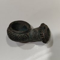 Старинна османска бронзова лула за опиум - тютюн , снимка 4 - Антикварни и старинни предмети - 39584384