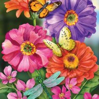 Диамантен гоблен Пеперуди и цветя, снимка 1 - Гоблени - 37650983
