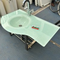 стъклена мивка   със смесител  - цена 160 лв -за окачен монтаж с неръждаема стомана - 100/50см - изп, снимка 6 - ВИК - 42609023