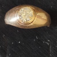 Златен пръстен с циркон, снимка 3 - Пръстени - 42832374