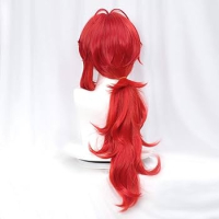Аниме червена перука Diluc, снимка 7 - Аксесоари за коса - 44667070