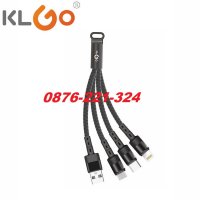 Качествен удобен кабел KLGO 3в1 – Type-C, MicroUSB и iPhone samsung huawei, снимка 3 - USB кабели - 30428927
