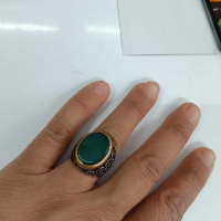сребърен пръстен със зелен камък, снимка 2 - Други - 44766437