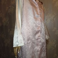 Къс сатенен халат в розово и екрю -Л, ХЛ, снимка 3 - Бельо - 38352596