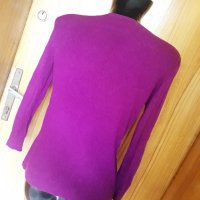 Нова Винено лилава блуза тип жилетка плетиво с къдри С/М, снимка 2 - Блузи с дълъг ръкав и пуловери - 34079102