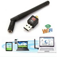 WI-Fi безжичен адаптер, Чип Realtek RTL8188CU, USB, Включва 2dBi антена, снимка 2 - Мрежови адаптери - 37790156