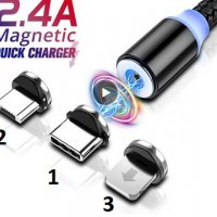 Светещи магнитни USB кабели за зареждане , снимка 1 - USB кабели - 29487357