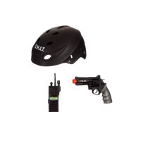 Детска черна каска, SWAT, с револвер и безжична връзка, снимка 1 - Други - 44319521