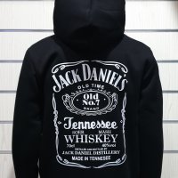 Нов мъжки черен суичър с ЦИП и трансферен печат JACK DANIELS (Джак Даниелс), снимка 8 - Суичъри - 30563516