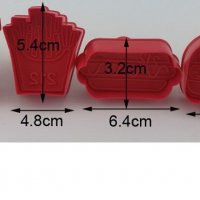 4 бр Хамбургер Бургер Сок Картофи фаст фууд храна пластмасови резци с бутало форми за тесто фондан, снимка 3 - Форми - 30523284