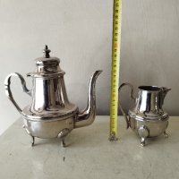 Посребрена метална кана за кафе, кана за мляко, снимка 2 - Антикварни и старинни предмети - 42416370