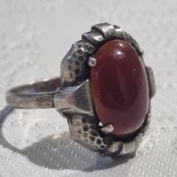 Сребърен пръстен с карнеол , снимка 3 - Пръстени - 44449425