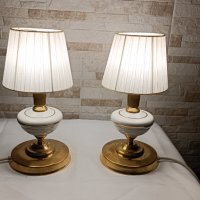 Комплект стари нощни лампи - месинг и порцелан - Антика, снимка 8 - Антикварни и старинни предмети - 42901670
