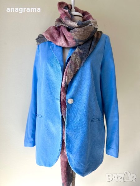 Сако в наситен син цвят и шал подарък към него , снимка 1