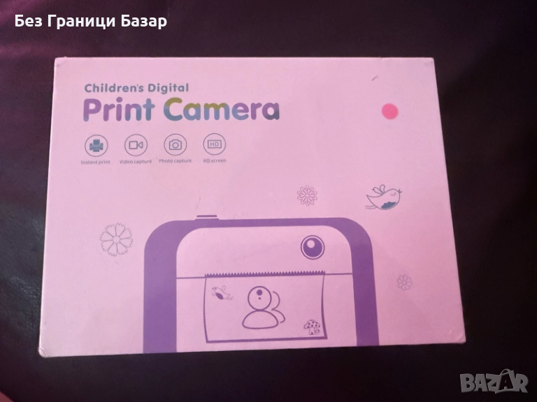 Нов розов Детски фотоапарат с моментален печат и HD дисплей Фотопринтер, снимка 1