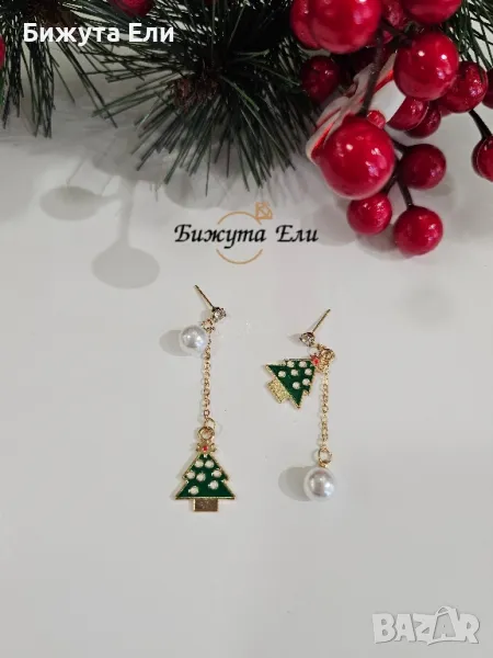 Коледни обеци 03, снимка 1