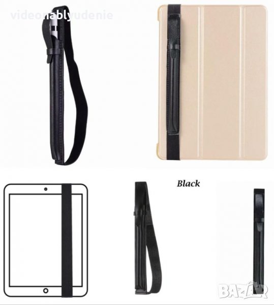 Защитен Ръкав Кожен Калъф с Лента за Закрепване към iPad за Apple Pencil Stylus 1 / 2 Таблет Държач, снимка 1