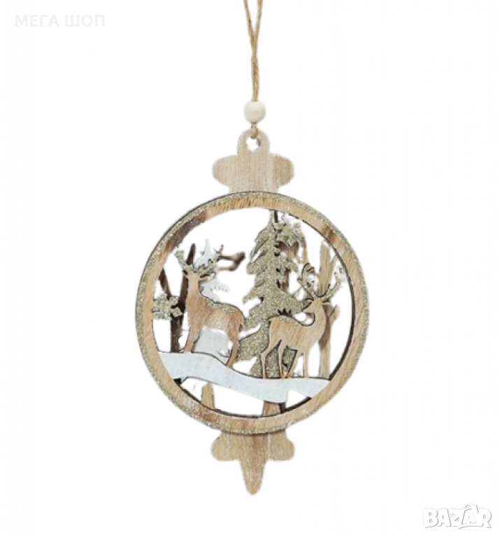 Дървена украса със северни елени за елха, снимка 1