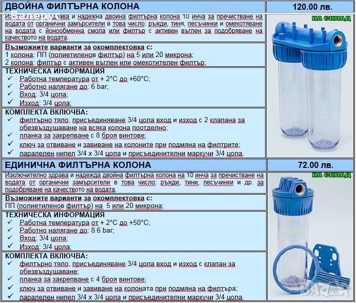 Системи за предварително пречистване на водата, снимка 1