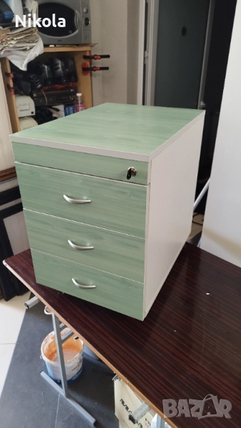 Офис шкаф с три чекмеджета на колела - контейнер за бюро резидав с ключ, снимка 1