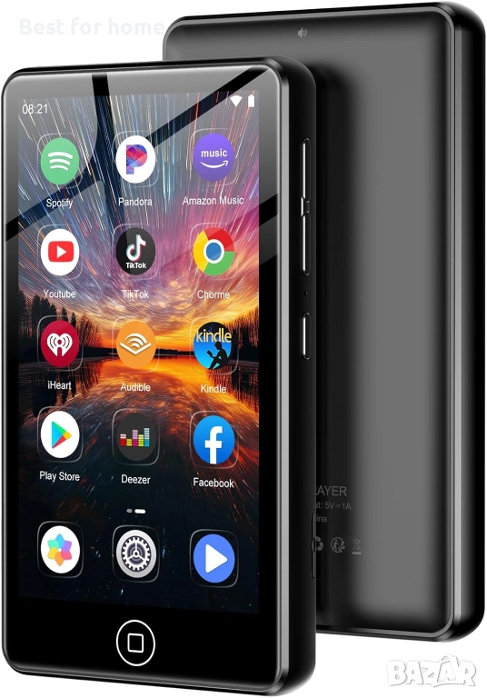 MP3 Плеър AGXOV 144GB с Bluetooth 5.2 – Тъчскрийн, Високоговорител и FM Радио, снимка 1