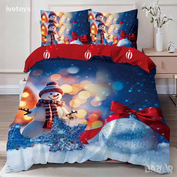 Двулицево коледно спално бельо (Реално изображение), 6 части - Модел WS17114, снимка 1