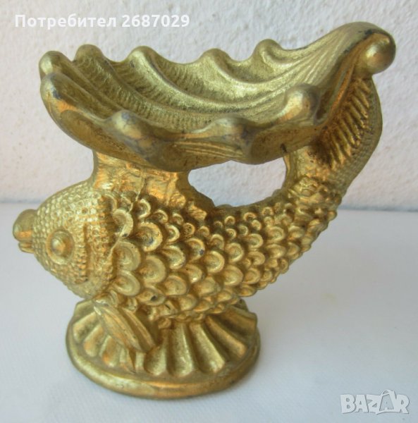 Златна рибка метал фигура пластика поставка, риба , снимка 1
