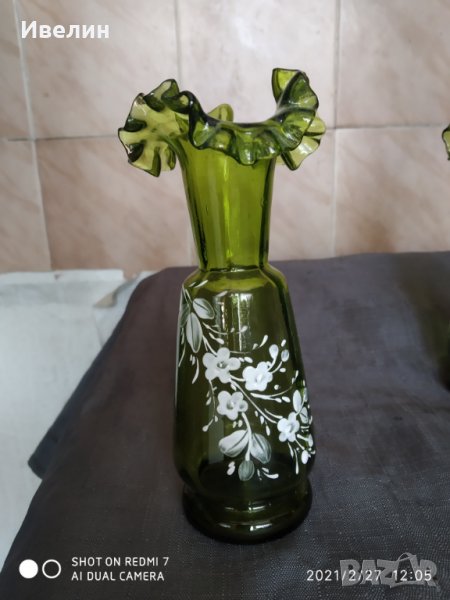 стъклена ваза арт деко за декорация, снимка 1