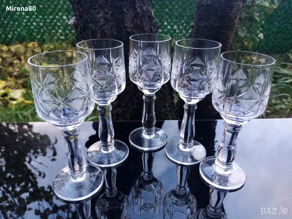 * Моника ромб * - кристални чаши за ракия 5 бр. , снимка 1