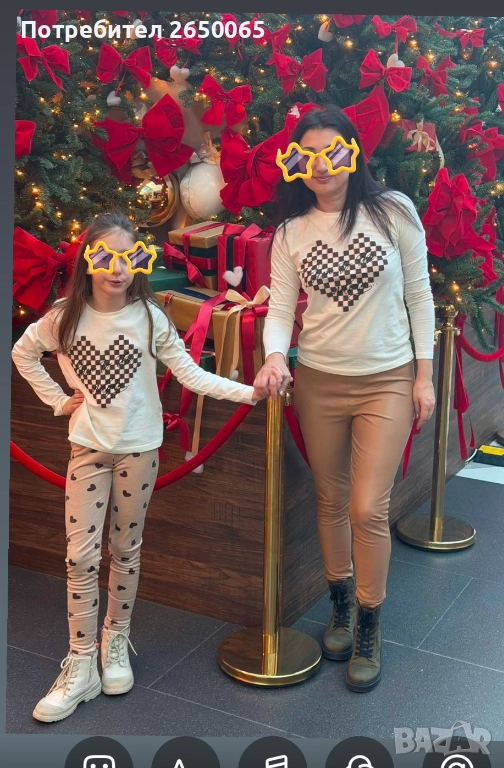 Комплект блузки "СЪРЦА" за мама и дъщеря!, снимка 1