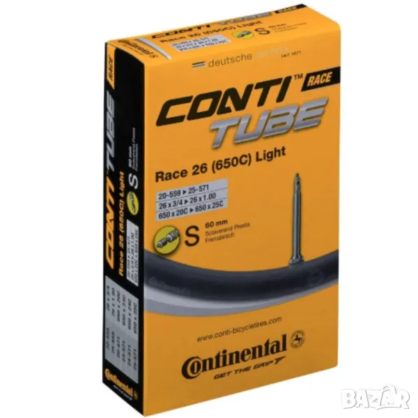 20-559 До 25-571 Race 26 (650c) Continental Вътрешна Гума За Велосипед С Presta Френски Вентил 60 Мм, снимка 1