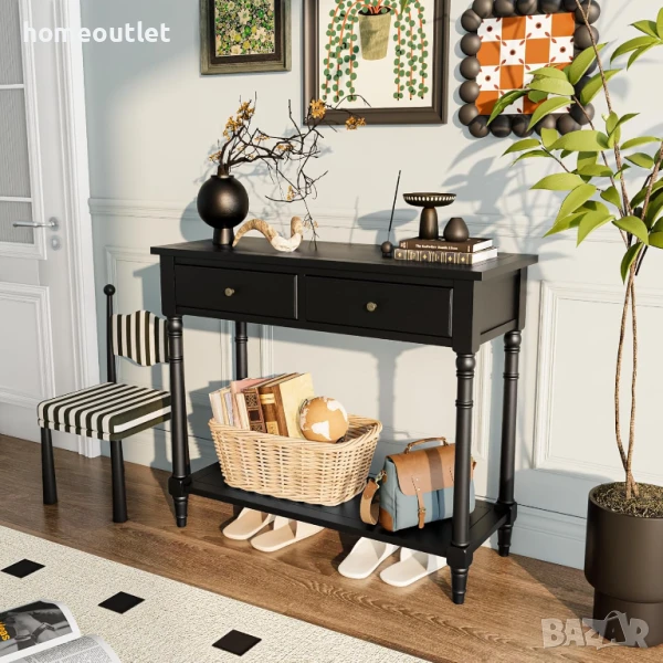 ПРОМОЦИЯ Конзолна маса в черно с елегантен дизайн и допълнително място за съхранение SFZ-004-BK, снимка 1