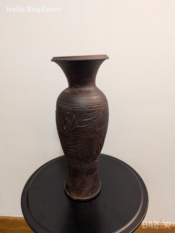Керамична ваза с флорални мотиви, снимка 1