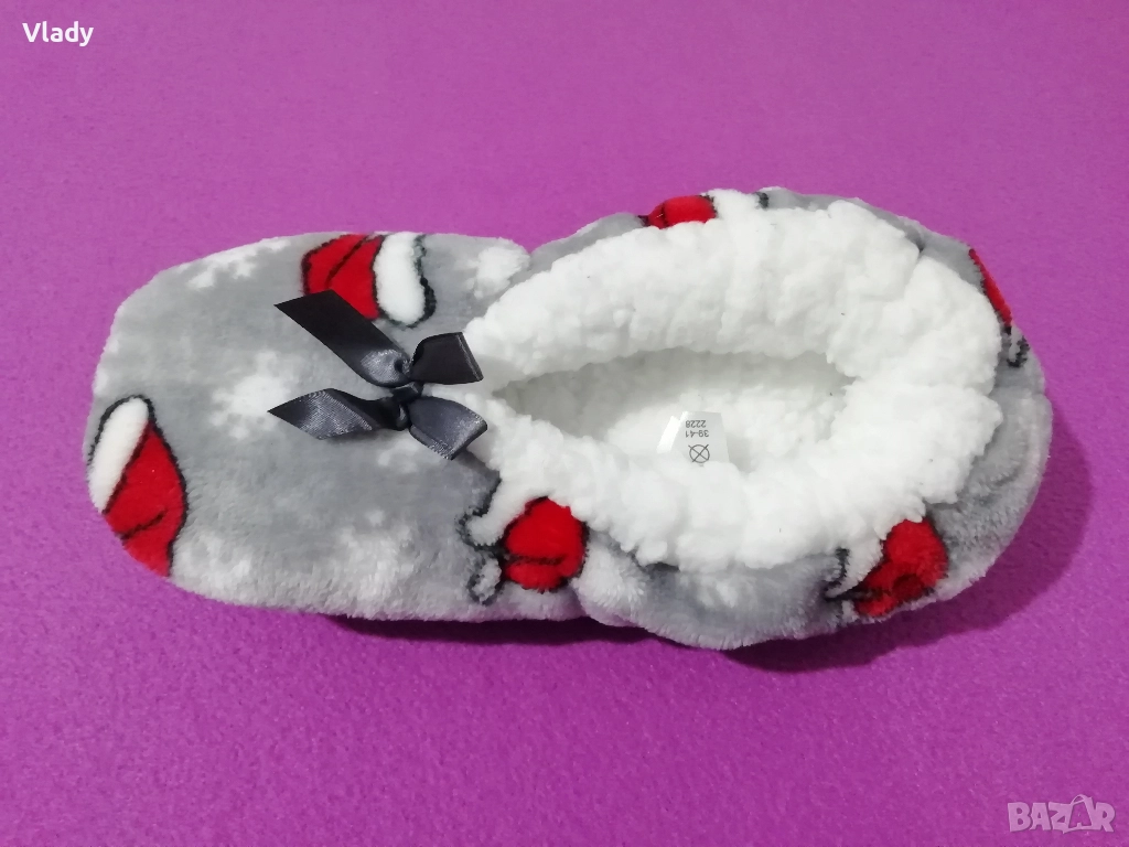 Пухкави пантофи за Коледа 39 номер, снимка 1