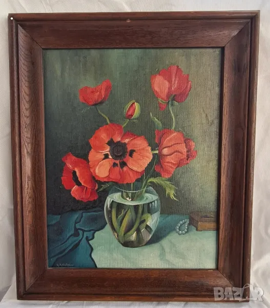 Картина макове с подпис , снимка 1