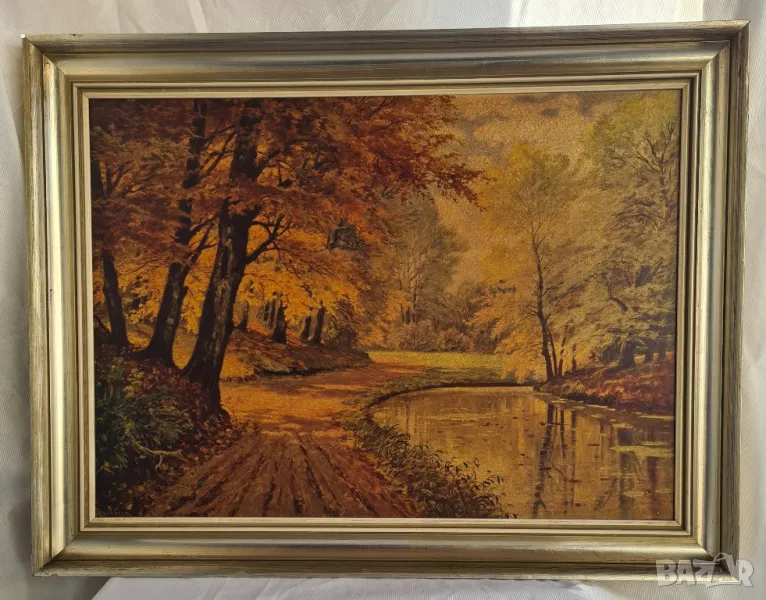 Картина есенен пейзаж с подпис , снимка 1