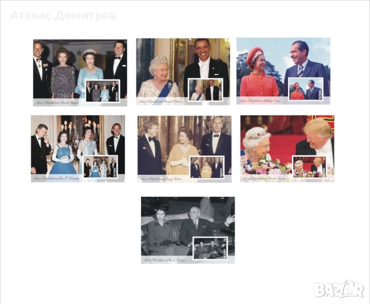 Чисти блокове Кралица Елизабет II и американски президенти 2022 от Тонго, снимка 1