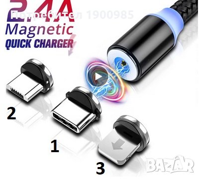 Светещи магнитни USB кабели за зареждане , снимка 1