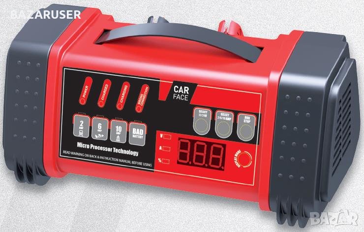 Зарядно устройство за акумулатор 12/24 V, 10 A, микропроцесор/T25347/Гаранция 12 месеца, снимка 1