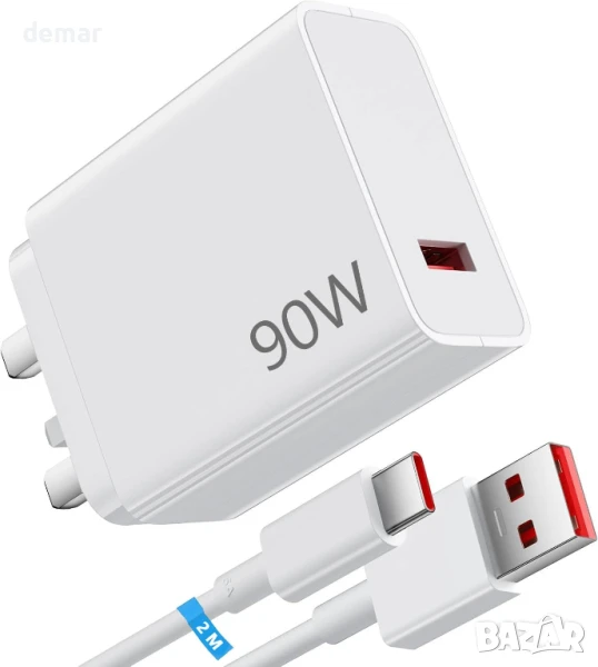 90W USB зарядно устройство за Xiaomi 15 14 Ultra POCO F6 X7 F7 Pro, 2 метра кабел, снимка 1